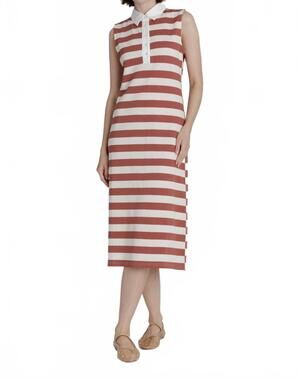 NEW AUREUM polo rugby midi dress in brick